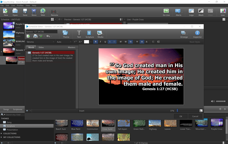 how to change the bible background on easyworship 6